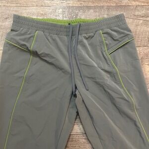 Oakley Boys Gray Athletic Training Pants Green Accent Size XL Zip Hem Drawstring
